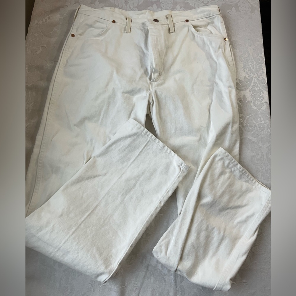 Wranglers Original Cowboy Cut White Jeans Sz 38 x 32 1013MWZWI New With Tags